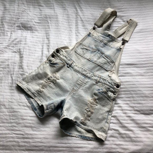 BeAvv Acid Wash Overall Shorts - Picture 2 of 5